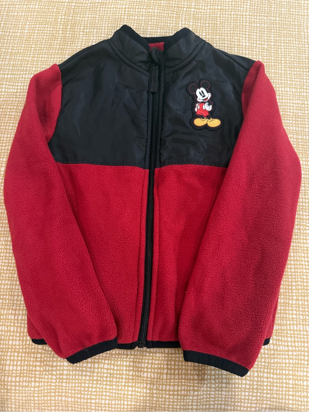 Disney Red and Black Mickey Mouse Puffer-Style Fleece Jacket